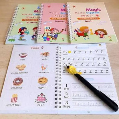 LittleGenius Writing Kit | Reusable Magic Practice Books Set for Kids (4 Books + Pen + Refills)
