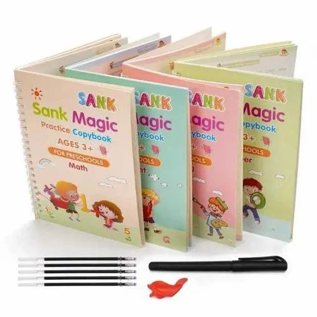 LittleGenius Writing Kit | Reusable Magic Practice Books Set for Kids (4 Books + Pen + Refills)